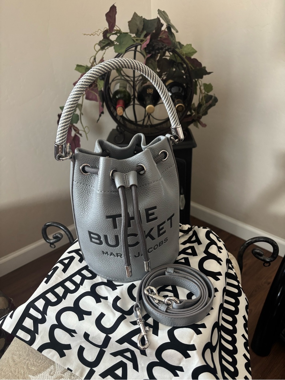 Marc Jacobs Small Bucket Bag in Gray with Braided Handle